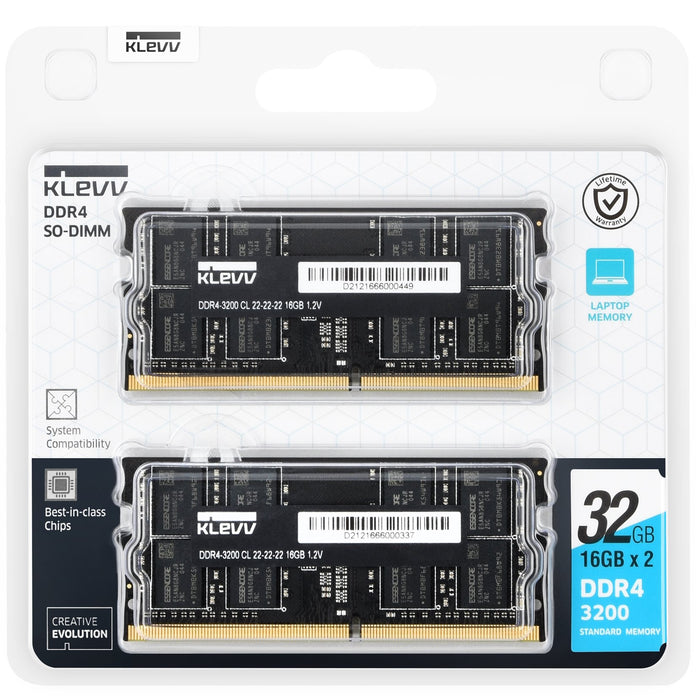 EAN 4895194966616 - Klevv KD4AGSA80-32N220D módulo de memoria 32 GB 2 x 16 GB DDR4 3200 MT/s 260-pin SO-DIMM imagen 3