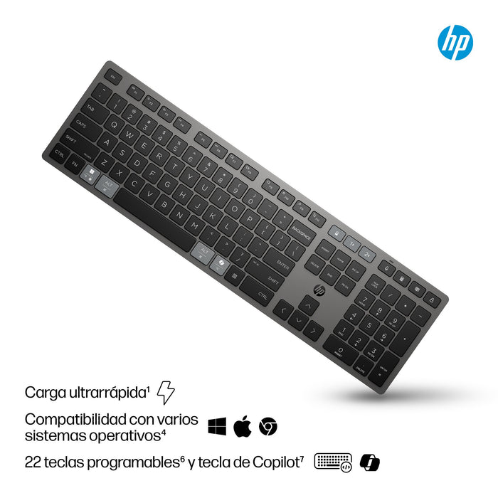 EAN 198122141296 - HP 725 Multi-Device Rechargeable Wireless Keyboard teclado Hogar / Oficina RF Wireless + Bluetooth Negro imagen 2