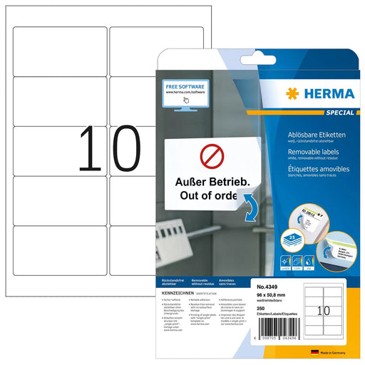 EAN 4008705043496 - HERMA 4349 etiqueta de impresora Blanco Etiqueta para impresora autoadhesiva imagen 1