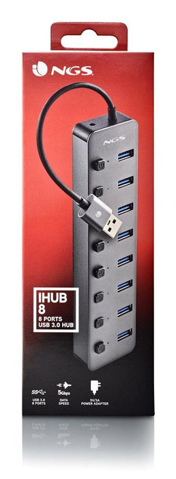 EAN 8435430624397 - NGS IHUB 8 USB 2.0 Type-A 5000 Mbit/s Gris imagen 4
