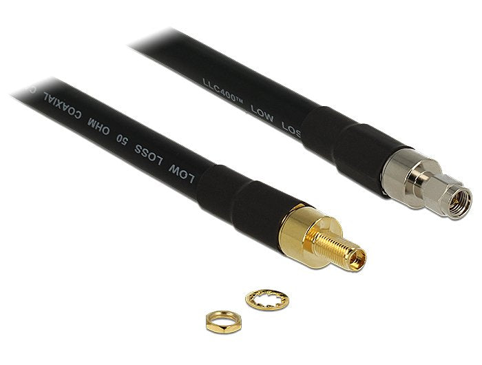 EAN 4043619130047 - DeLOCK 0.4m SMA/SMA cable coaxial CFD400, LLC400 0,4 m Negro imagen 1