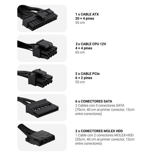 EAN 8436556143038 - CoolBox Powerline III 850 unidad de fuente de alimentación 20+4 pin ATX Negro imagen 2