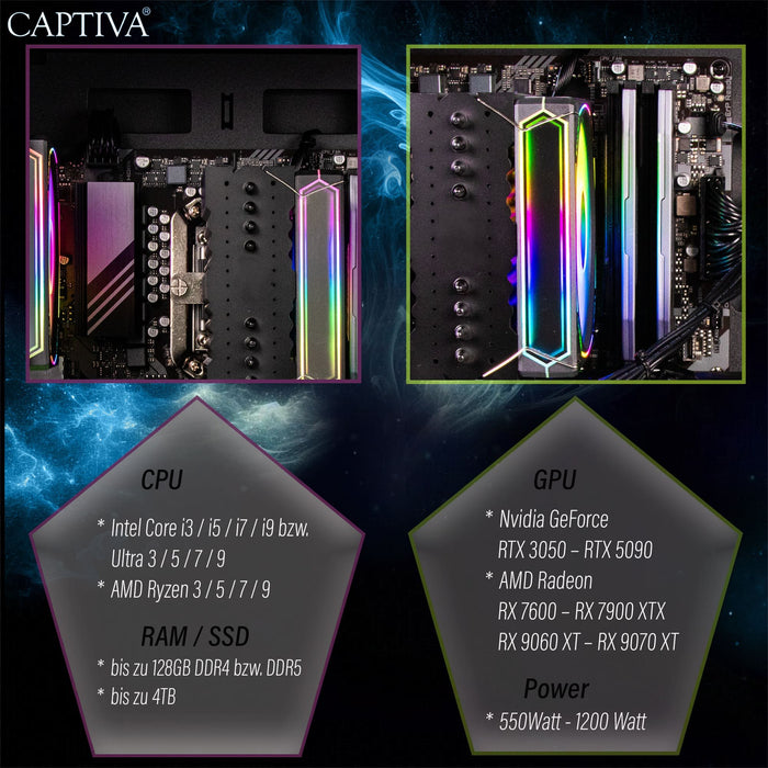 EAN 4046373898321 - CAPTIVA PC Highend Gaming I89-832 (Ultra 7 265KF/RTX5070 12GB GDDR7/SSD 1TB/32GB/WLAN/Windows 11 Home 64- imagen 8