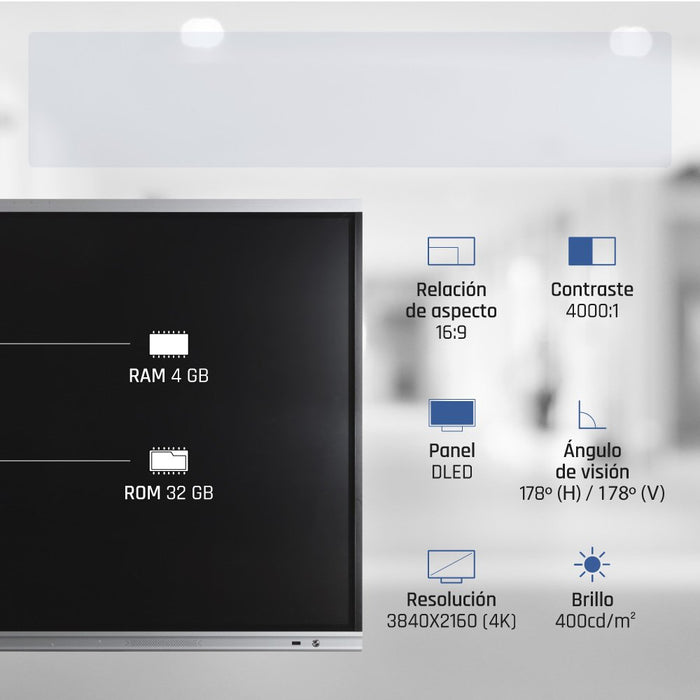 EAN 8435364318805 - iggual Orchid 65" Panel plano interactivo 165,1 cm (65") LED Wifi 400 cd / m² 4K Ultra HD Negro Pantalla  imagen 11