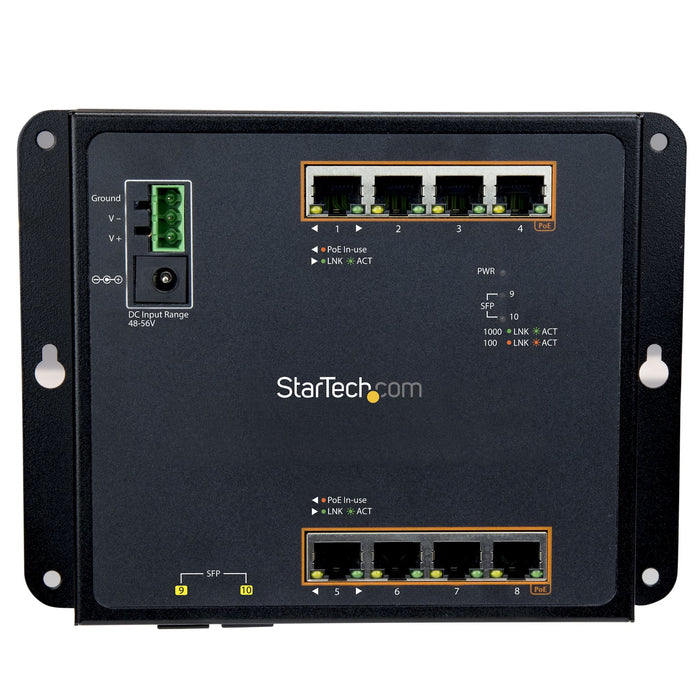 EAN 65030871198 - StarTech.com IES101GP2SFW switch Gigabit Ethernet (10/100/1000) Energía sobre Ethernet (PoE) Negro imagen 3