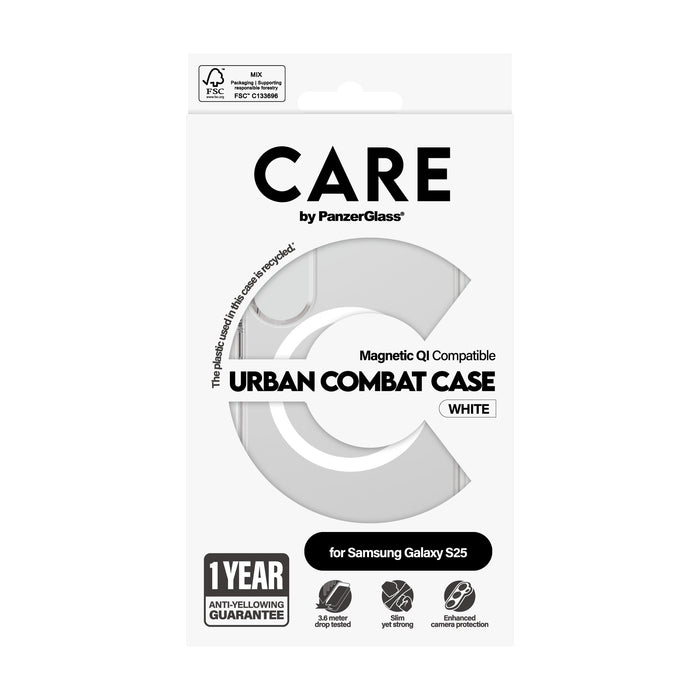 EAN 5715685017018 - PanzerGlass CARE™ by ® Urban Combat Case Transparent w. White Qi Compatible Samsung Galaxy S25 funda para imagen 3