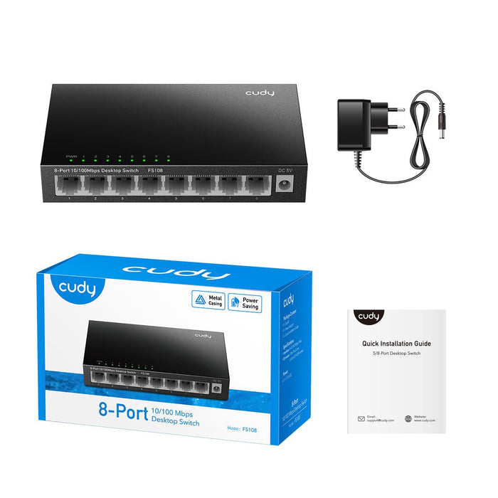 EAN 6971690793418 - Cudy FS108 switch No administrado Fast Ethernet (10/100) Negro imagen 3