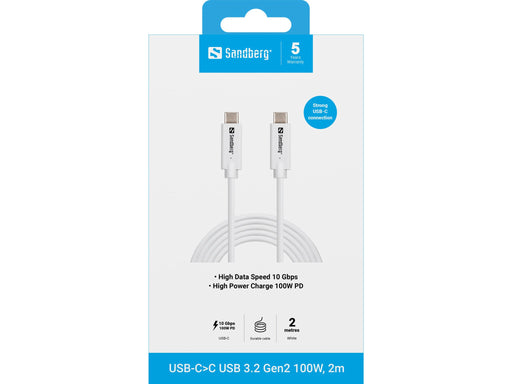 EAN 5705730136542 - Sandberg 136-54 cable USB USB 3.2 Gen 2 (3.1 Gen 2) 2 m USB C Blanco imagen 2
