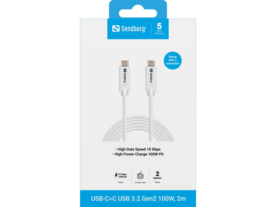 EAN 5705730136542 - Sandberg 136-54 cable USB USB 3.2 Gen 2 (3.1 Gen 2) 2 m USB C Blanco imagen 2