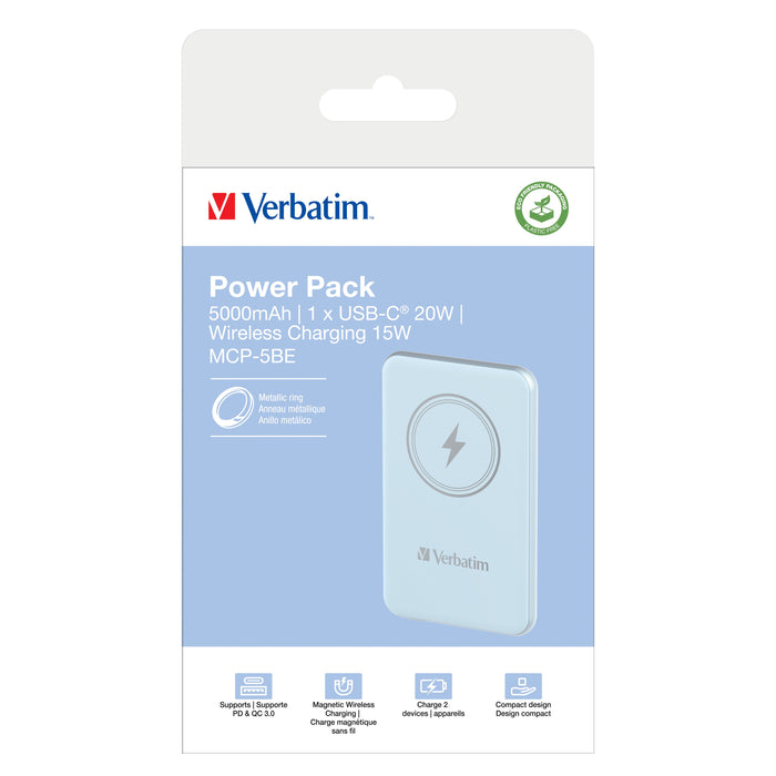EAN 0023942322429 - Verbatim Charge 'n' Go Polímero de litio 5000 mAh Cargador inalámbrico Azul imagen 4