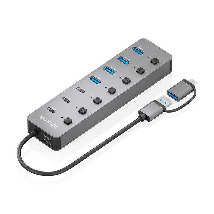 EAN 8435739905074 - AISENS ASUC-8P043-GR hub de interfaz USB 3.2 Gen 1 (3.1 Gen 1) Type-A 5000 Mbit/s imagen 1