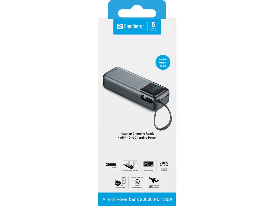 EAN 5705730421303 - Sandberg 421-30 batería externa Polímero de litio 20000 mAh Negro, Gris imagen 6
