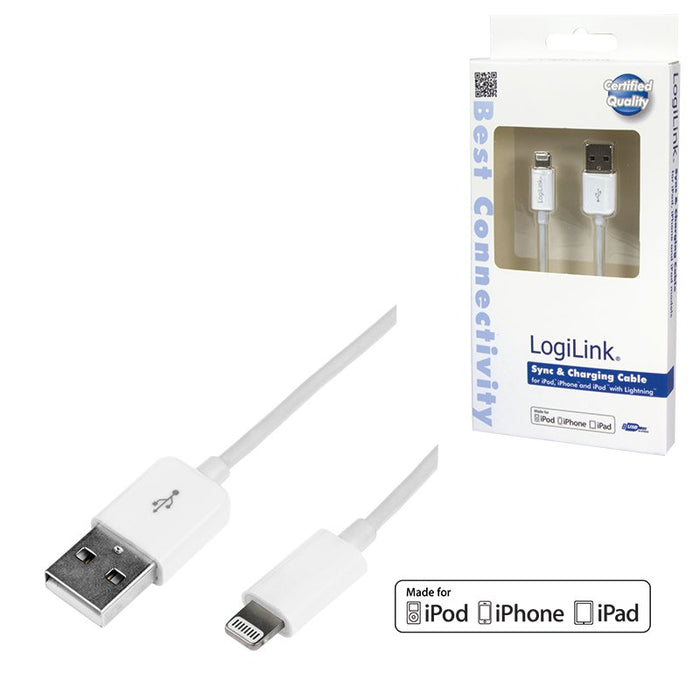 EAN 4052792028744 - LogiLink 1m, Lightning - USB Blanco imagen 3