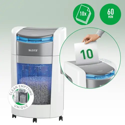 EAN 4002432143351 - Leitz IQ OptiMax Autofeed Office 300 P4 triturador de papel Corte cruzado 55 dB 22,5 cm Blanco imagen 7