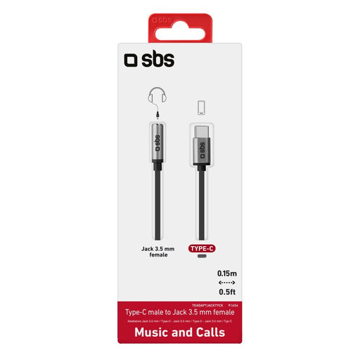EAN 8018417291654 - SBS TEADAPTJACKTYCK cable de teléfono móvil Negro 0,15 m USB C 3,5mm imagen 2