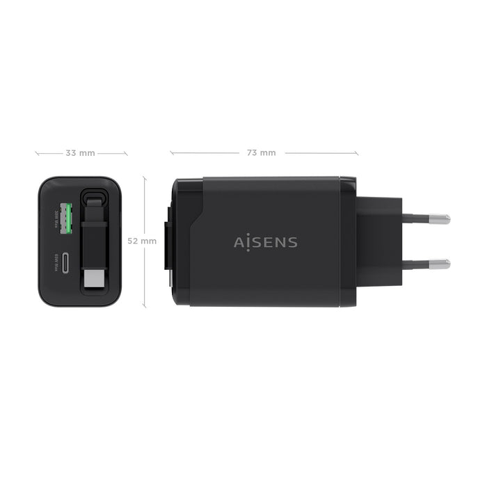 EAN 8435739903933 - AISENS ASCH-65W3P071-BK cargador de dispositivo móvil Cámara digital, GPS, Teléfono móvil, Portátil, Smar imagen 4