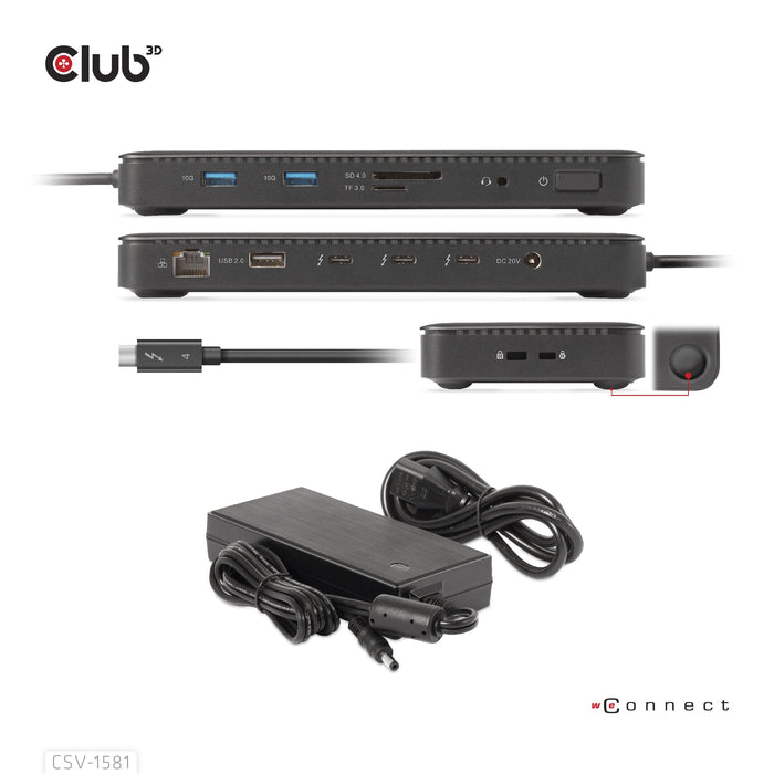 EAN 8719214472603 - CLUB3D CSV-1581 base para portátil y replicador de puertos Thunderbolt 4 Negro imagen 5