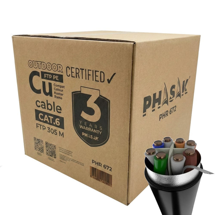 EAN 5605922001293 - Phasak BOBINA DE CABLE RJ45 FTP PHR 672 CAT.6/ 305M/ GRIS cable de red Negro Cat6 F/UTP (FTP) imagen 3