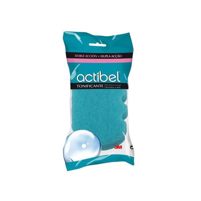 Actibel Tonic Esponja Corporal De Doble Accion - 1 Lado Suave - 1 Lado Exfoliante - Ergonomica - Azul
