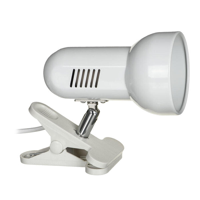 Activejet Lámpara De Sobremesa Con Pinza, Blanca, Metal, Rosca E27