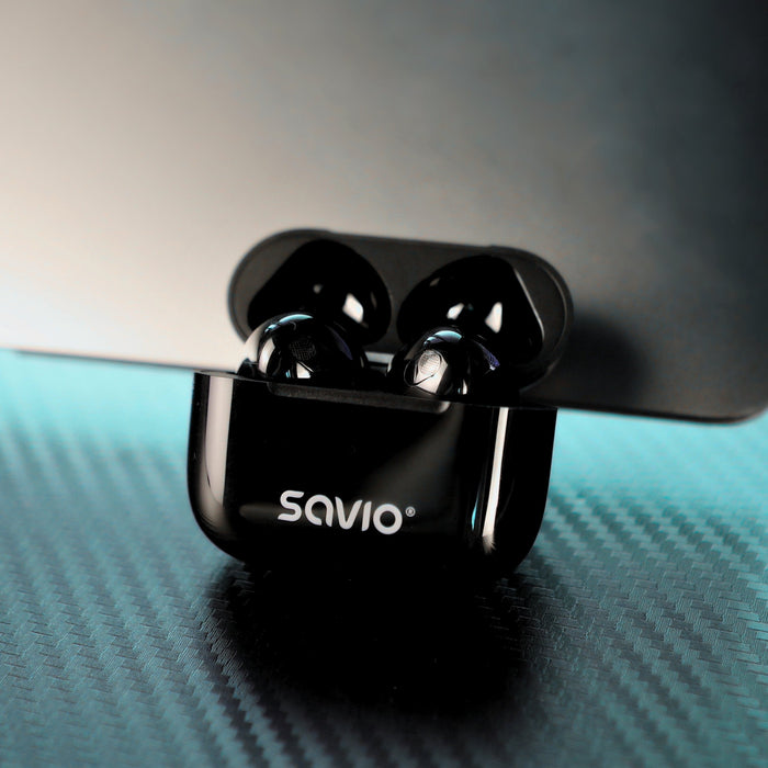 EAN 5901986049500 - Savio TWS-02 PRO auricular y casco Auriculares Inalámbrico Dentro de oído Música/uso diario USB Tipo C Bl imagen 10