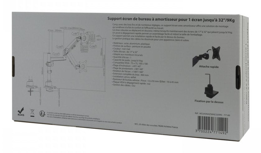 EAN 3700224771492 - MCL MS3A99AZSBAE3209N soporte para monitor 81,3 cm (32") Escritorio Negro imagen 8