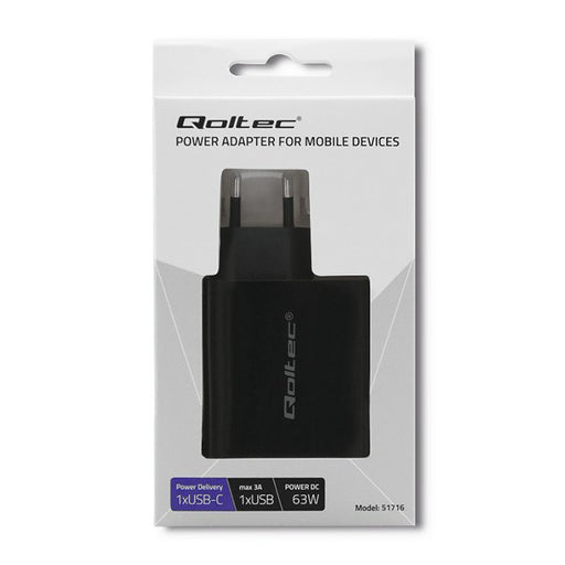 EAN 5901878517162 - Qoltec 51716 adaptador e inversor de corriente Interior 63 W Negro imagen 2