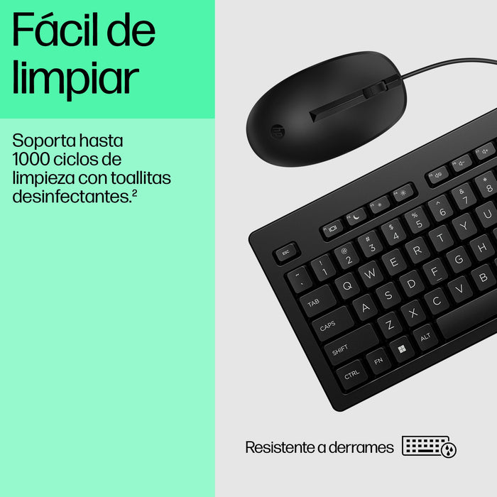 EAN 0198701790945 - HP 225 Wired Mouse and Keyboard Combo G2 teclado Ratón incluido Oficina USB Negro imagen 10