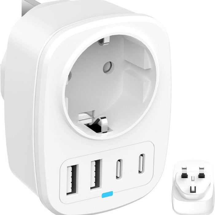 Adaptador De Viaje Uk A Eu 2x Usb 2x Usb-C