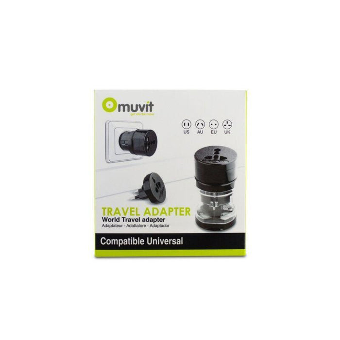Adaptador De Viaje Universal Muvit Muadp0009 4 Clavijas Eu/Uk/Us/Au 10a 100-240 V Negro