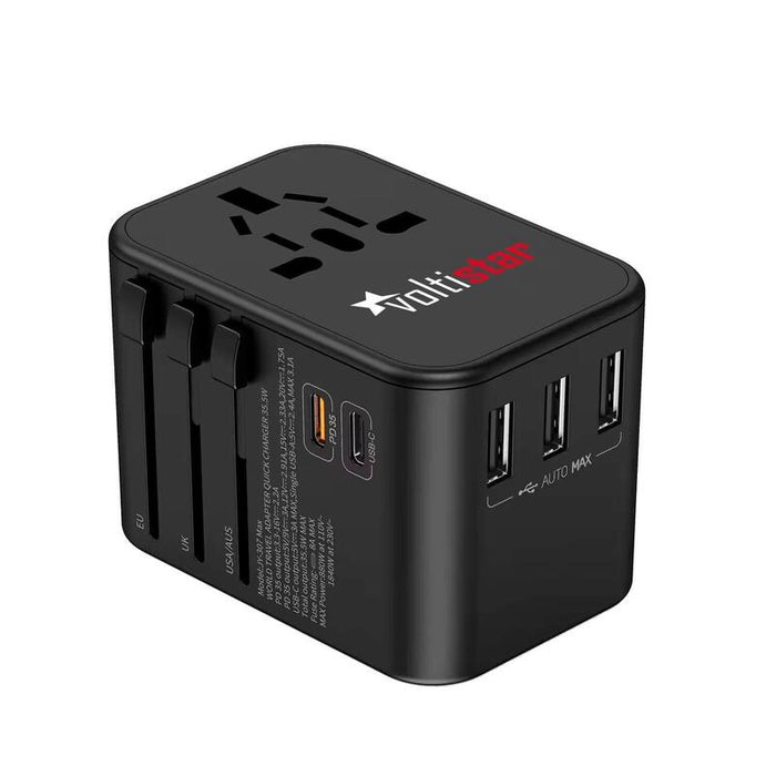 Adaptador Enchufe Universal 35.5w Pd Carga Rápida. De Viaje 3 Usb + 2 Usb C
