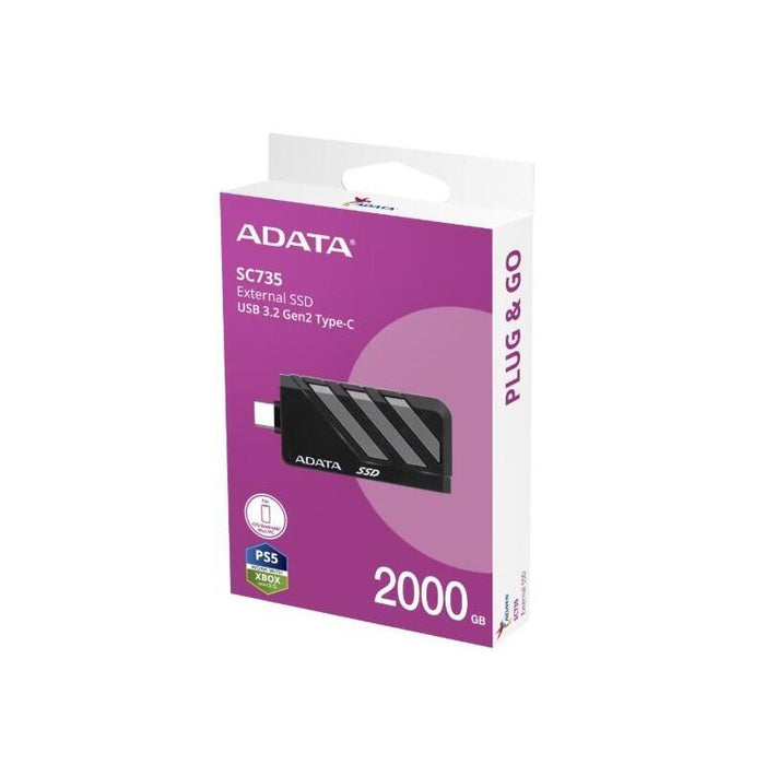Adata Ssd Externo Sc735 2tb U3.2c 1000/1000mb/S Grey