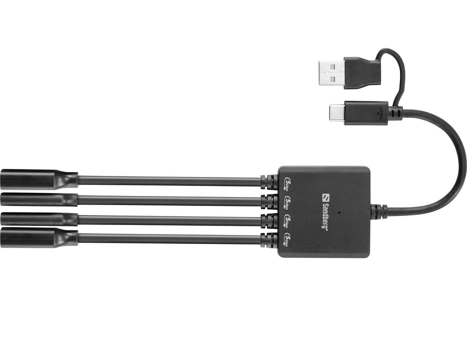 EAN 5705730136818 - Sandberg 136-81 hub de interfaz USB 3.2 Gen 1 (3.1 Gen 1) Type-A + Type-C 5000 Mbit/s Negro imagen 2