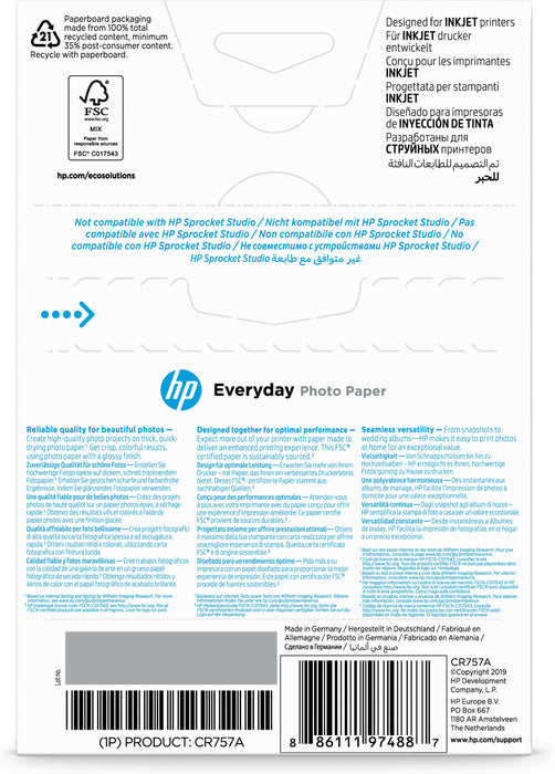EAN 0886111974887 - HP Everyday Glossy Photo Paper-100 sht/10 x 15 cm Blanco Brillo imagen 3
