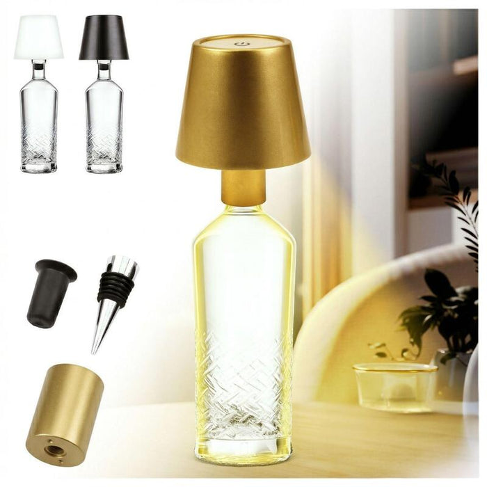 Addliving Bottle Light V2442 - Lámpara Led De Mesa Regulable Sin Cables, 3 Colores De Luz, Función Táctil, Ip44 Para Exterior E Interior, Carcasa De Metal, Funciona Con Batería