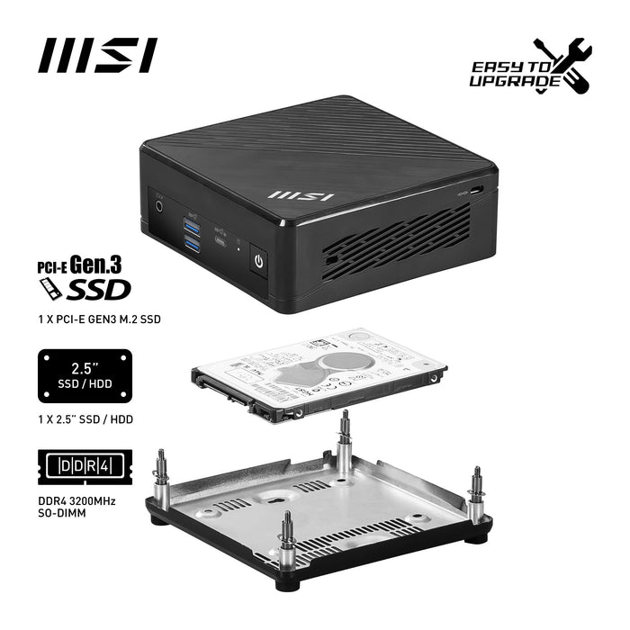 EAN 4711377071147 - MSI Cubi N ADL-007DE Intel® N N100 4 GB DDR4-SDRAM 128 GB SSD Windows 11 Pro Mini PC Negro imagen 4