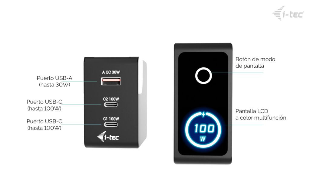 EAN 8595611707995 - i-tec CHARGER-INTG100W cargador de dispositivo móvil Universal Negro Corriente alterna Carga rápida Inter imagen 4