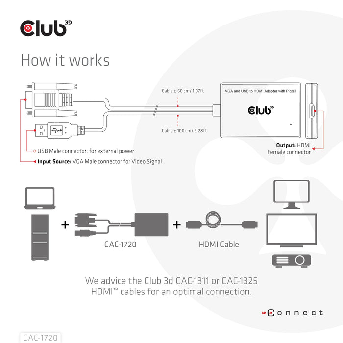 EAN 8719214472214 - CLUB3D CAC-1720 adaptador de cable de vídeo 0,6 m HDMI tipo A (Estándar) VGA (D-Sub) + USB Negro imagen 4