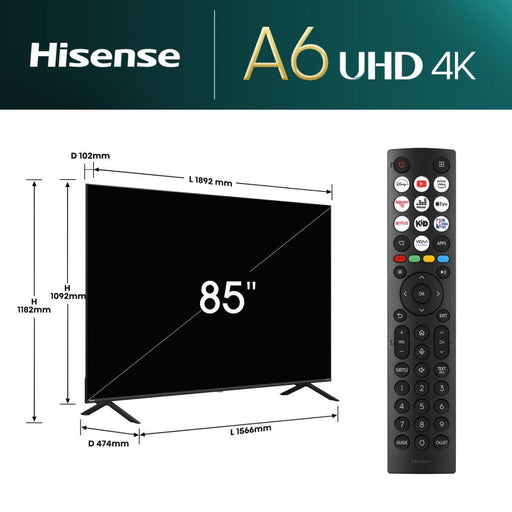 EAN 6942351401157 - Hisense 85A6N 2,16 m (85") 4K Ultra HD Smart TV Wifi Negro 400 cd / m² imagen 2