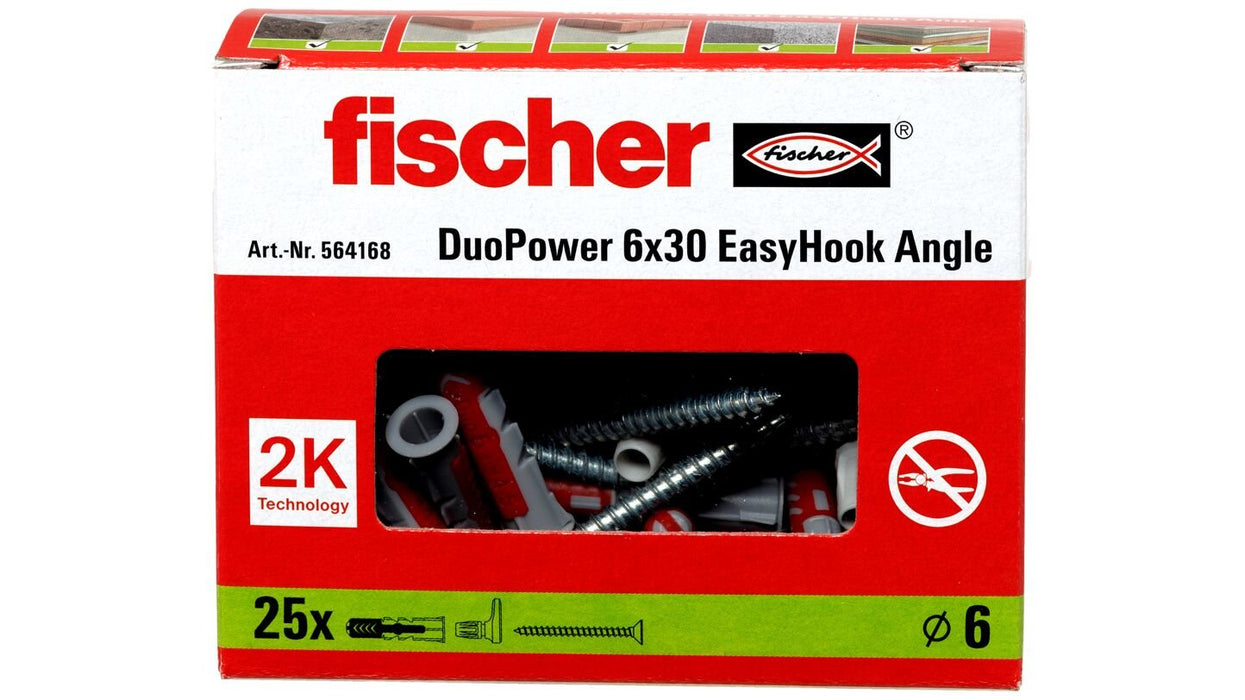 EAN 4048962459494 - Fischer 564168 tornillo de anclaje y taco 25 pieza(s) Juego de enchufes de pared y ganchos de tornillo imagen 3
