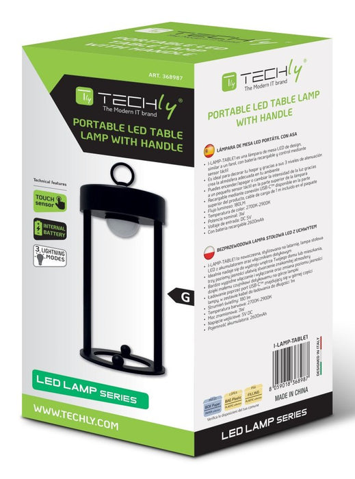 EAN 8059018368987 - Techly I-LAMP-TABLE1 lámpara de mesa Bombilla(s) no reemplazable(s) 3 W LED Negro imagen 2