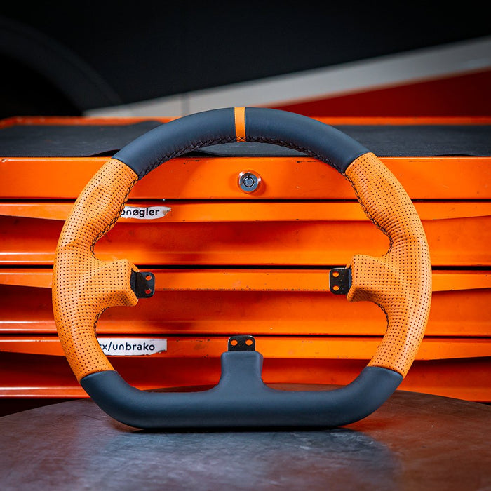 EAN 1230000121774 - Asetek Closed D Orange Leather Rim Volante de carreras imagen 3
