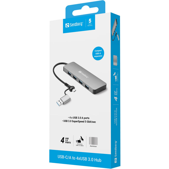 EAN 5705730136634 - Sandberg USB-C/A to 4xUSB 3.0 Hub imagen 4