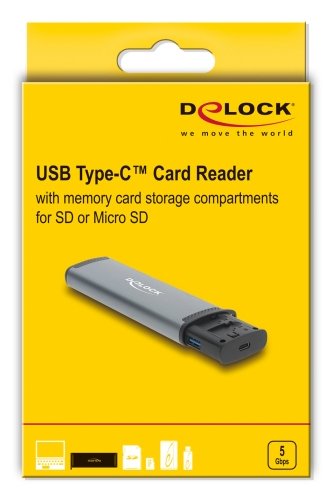 EAN 4043619910182 - DeLOCK 91018 lector de tarjeta USB 3.2 Gen 1 (3.1 Gen 1) Type-A/Type-C Negro, Gris imagen 7