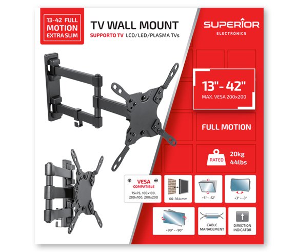 EAN 8054242080872 - Superior Electronics 13-42 Full Motion Extra Slim 106,7 cm (42") Negro imagen 3