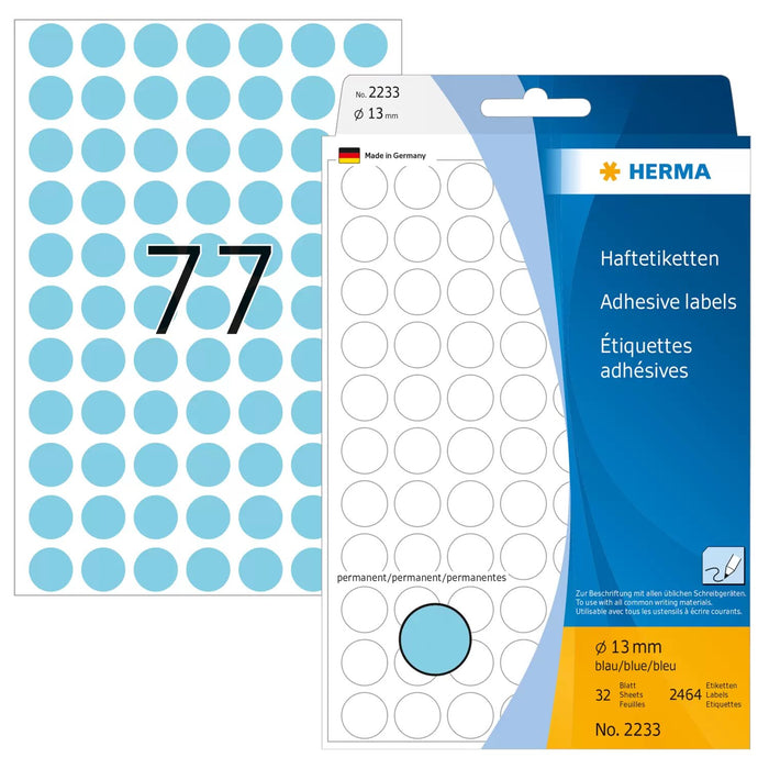 EAN 4008705022330 - HERMA 2233 etiqueta autoadhesiva Círculo Azul 2464 pieza(s) imagen 1