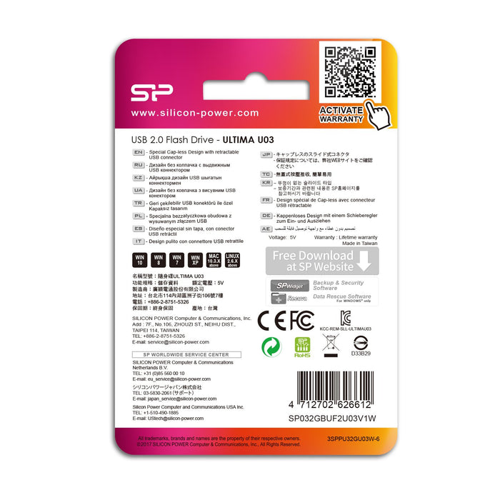 EAN 4712702626612 - Silicon Power Ultima U03 unidad flash USB 32 GB USB tipo A 2.0 Blanco imagen 6
