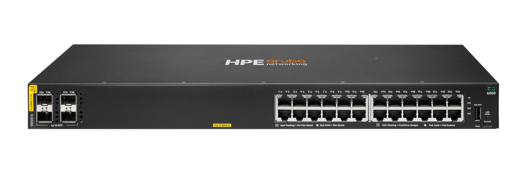 EAN 0190017560403 - HPE Aruba Networking CX 6000 24G Class4 PoE 4SFP 370W Switch imagen 1