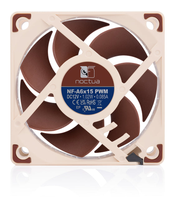 EAN 9010018100143 - Noctua NF-A6X15 PWM sistema de refrigeración para ordenador Carcasa del ordenador Ventilador 6 cm Marrón  imagen 4