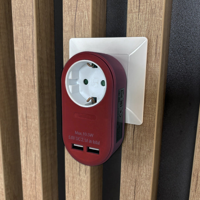 EAN 5999097985442 - Entac EPAG-1EE-2USB-BR adaptador de enchufe eléctrico Tipo F Borgoña imagen 6